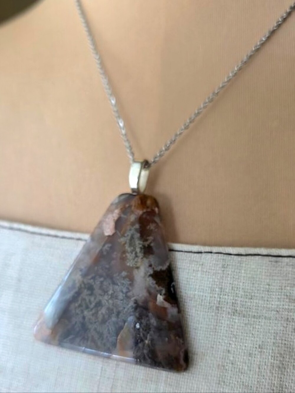 Natural Moss Agate Pendant Necklace Purple Crystal Stone Boho Whimsigoth Jewelry